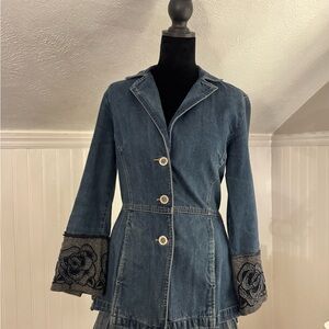 French Cuff Dark Blue Denim Jacket